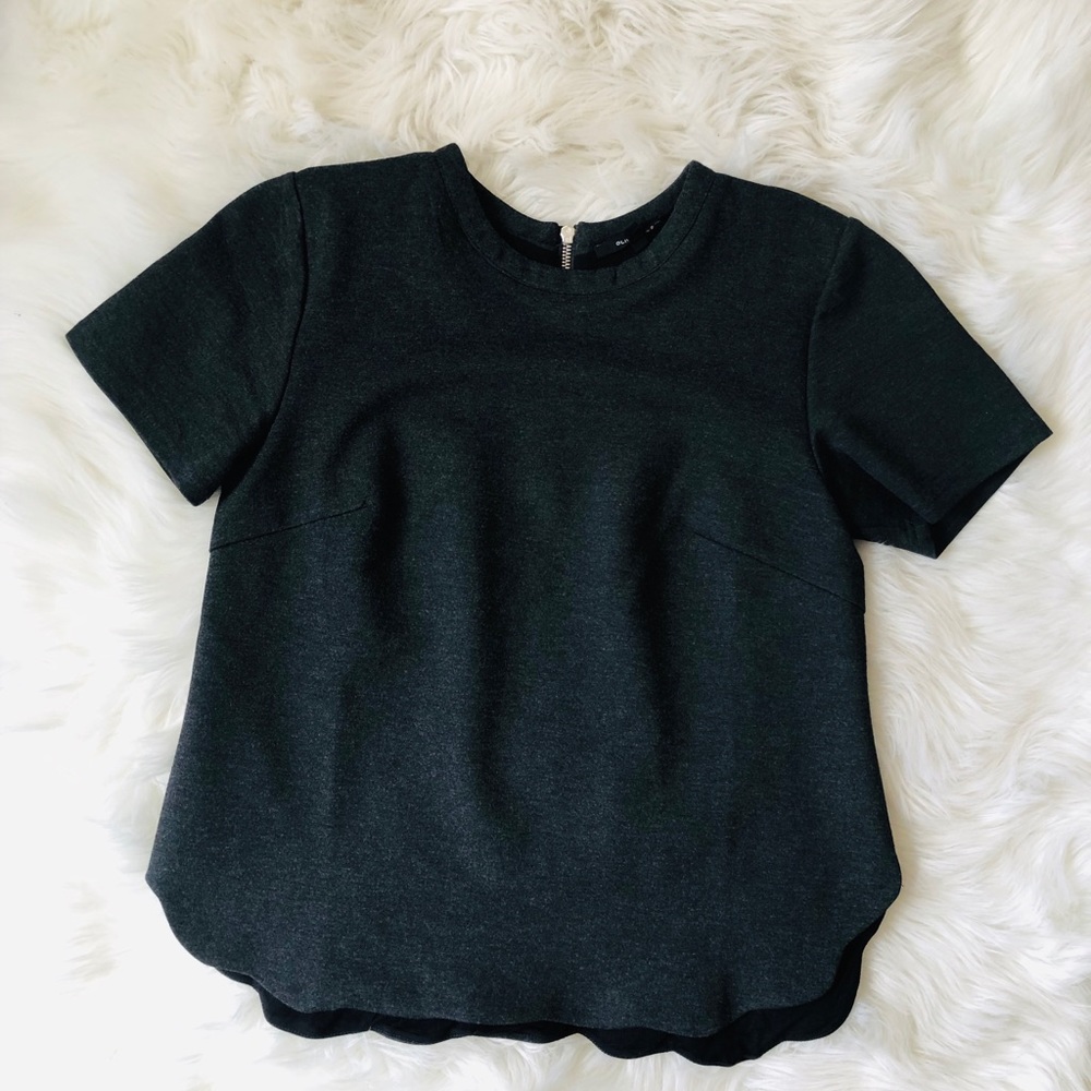 Olivaceous short sleeve structured blouse